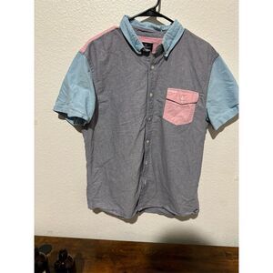 American Eagle Men's Slim Fit Multicolor Colorblock Oxford Shirt XL